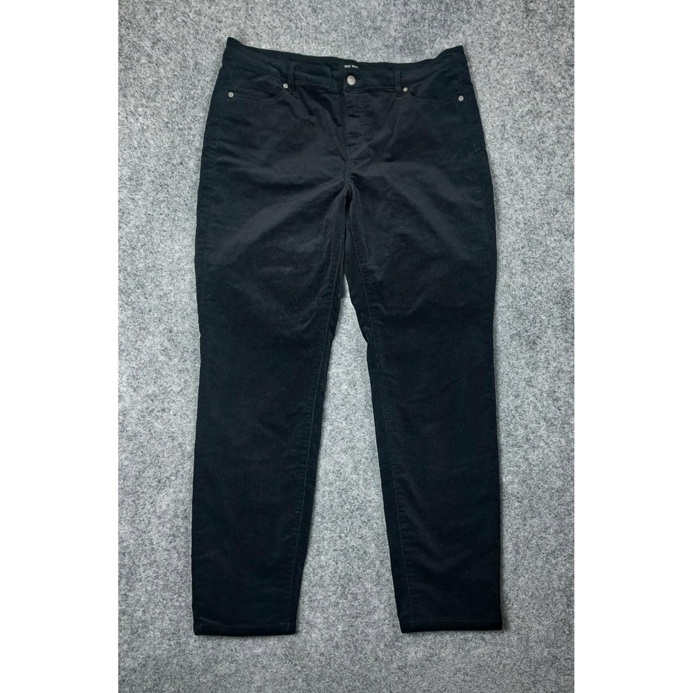 Well Worn Women Classic Modern Slim Black Mid Rise Velvet Skinny Jean Size 14/34